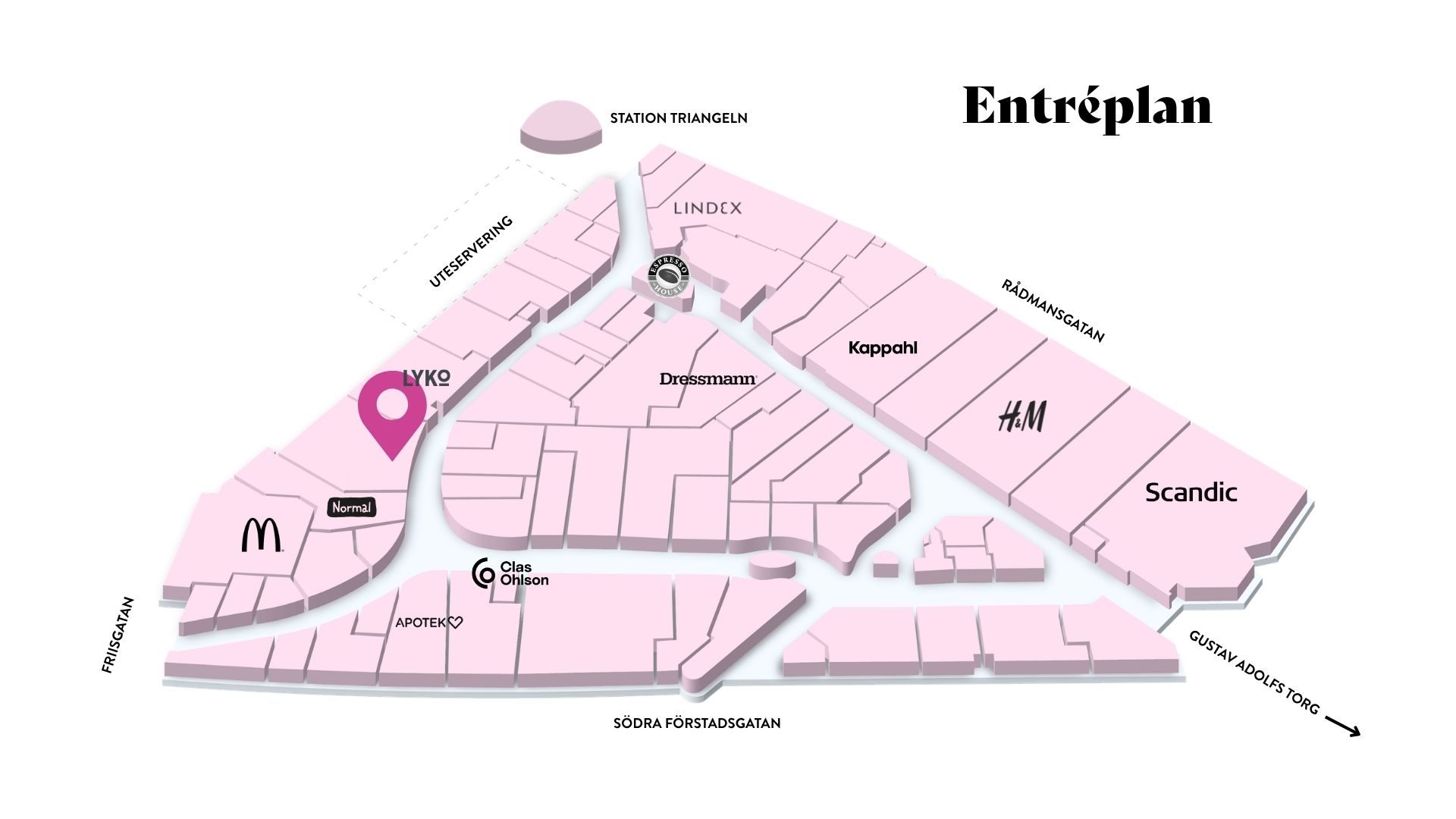 A Mart i Triangelns köpcentrum, Malmö – karta till asiatisk livsmedelsbutik.