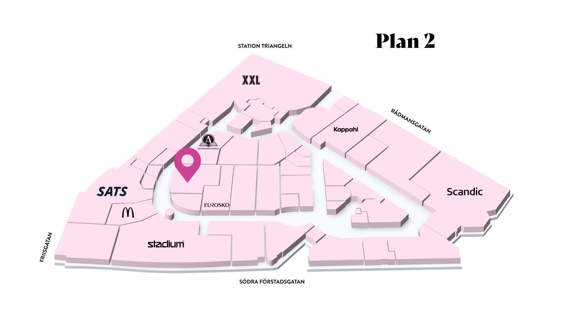 Bad & Värme i Triangelns köpcentrum, Malmö – karta till badrumsbutik.