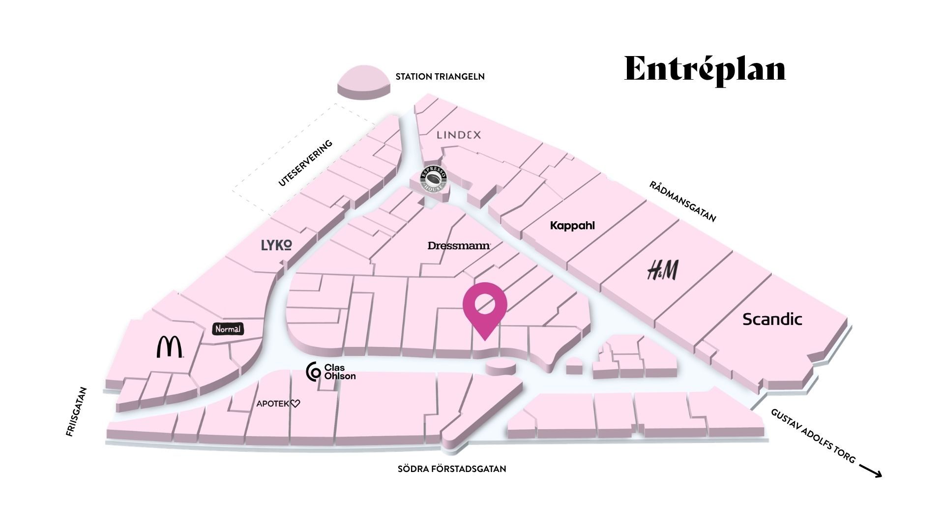 Elon ljud & bild i Triangelns köpcentrum, Malmö – karta till ljud- och tvbutik.