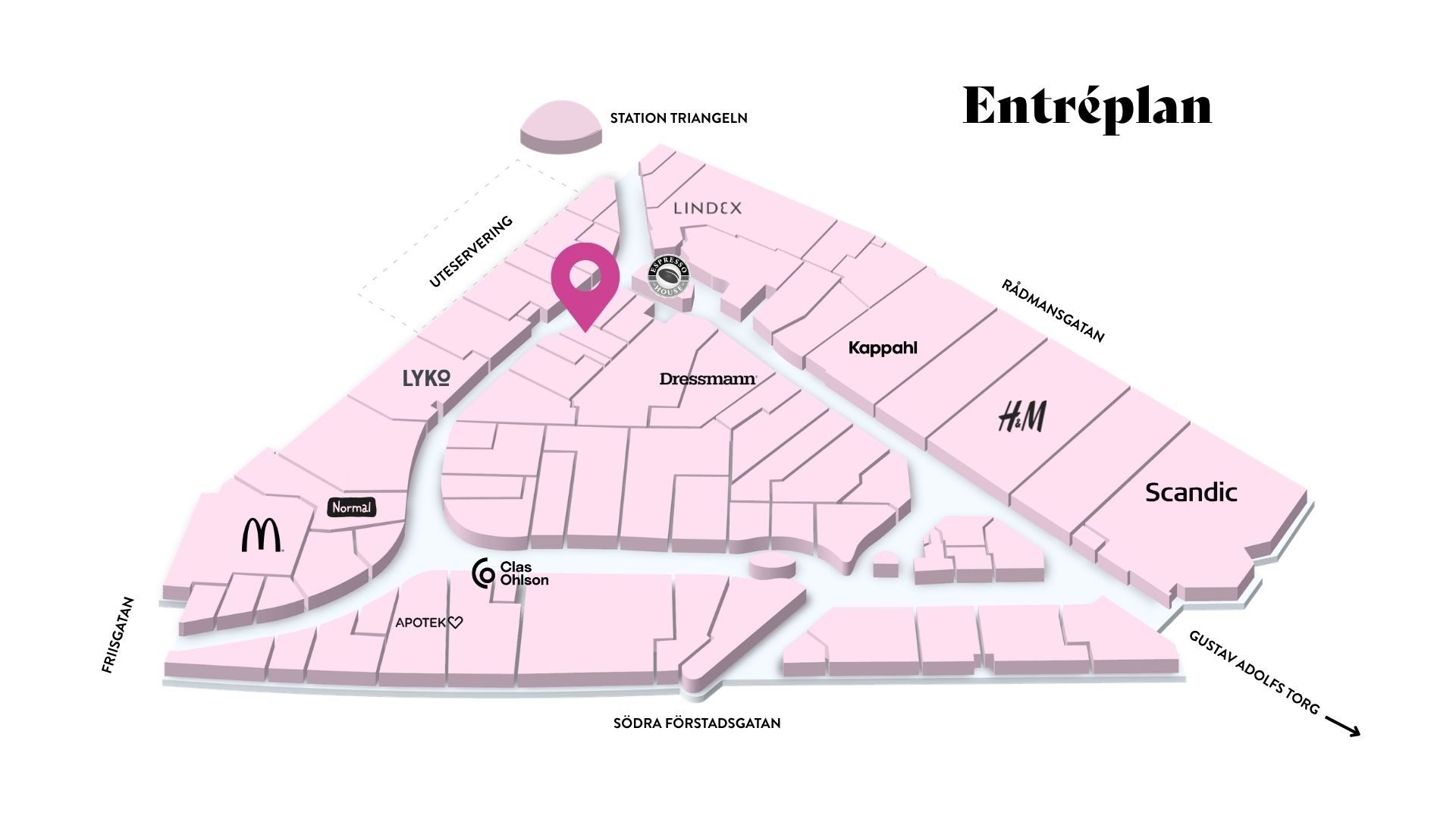 Glitter i Triangelns köpcentrum, Malmö – karta till smyckesbutik.