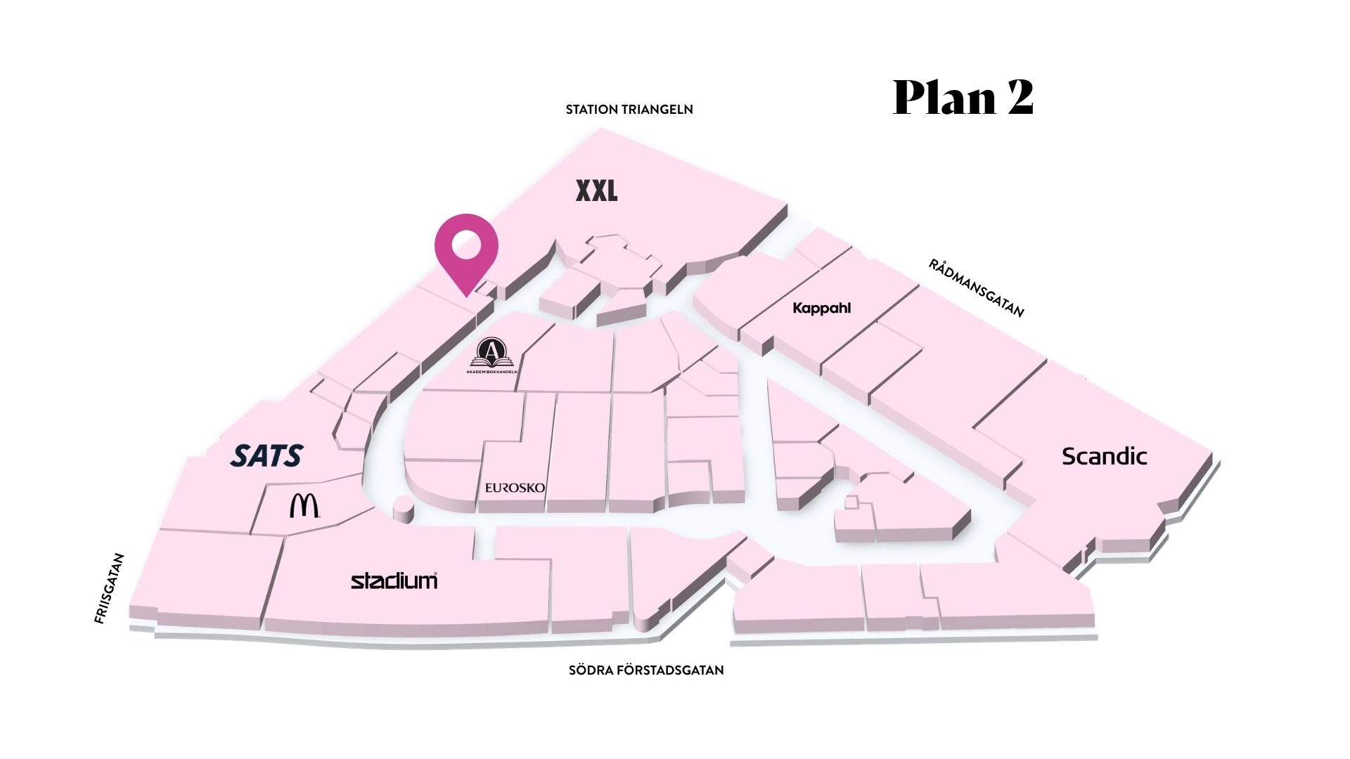 Kayla Beauty i Triangelns köpcentrum, Malmö – karta till nagelsalong.