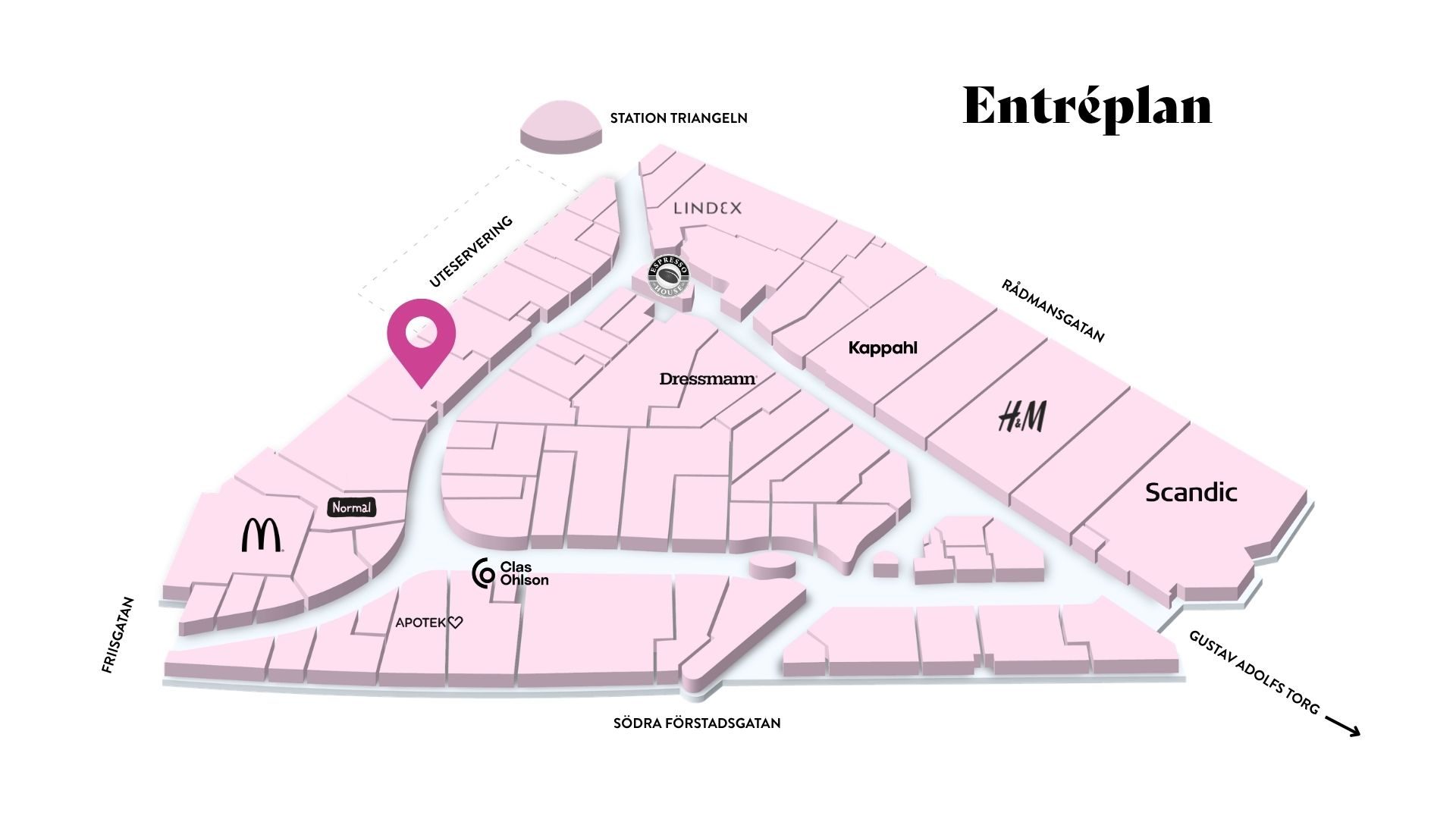 	Lyko i Triangelns köpcentrum, Malmö – karta till skönhetsbutik.