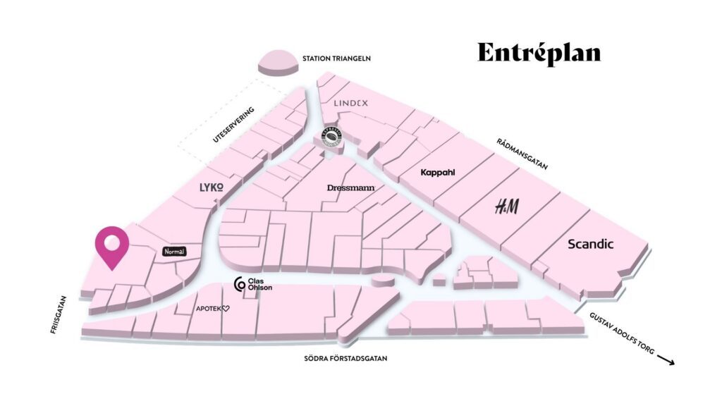 Mc Donalds i Triangelns köpcentrum, Malmö – karta till snabbmatsrestaurang.