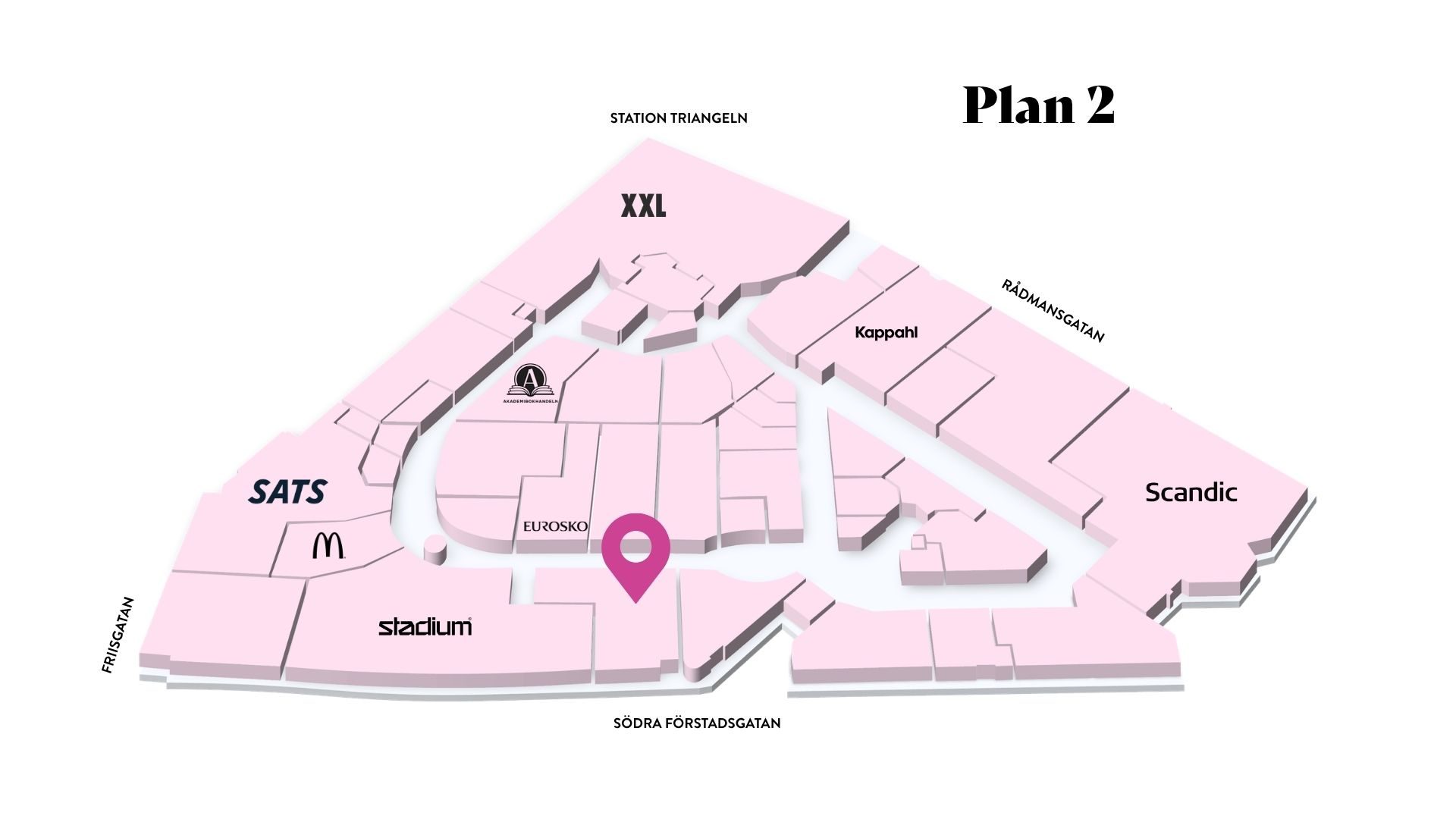 Slöjd Detaljer i Triangelns köpcentrum, Malmö – karta till hobbybutik.