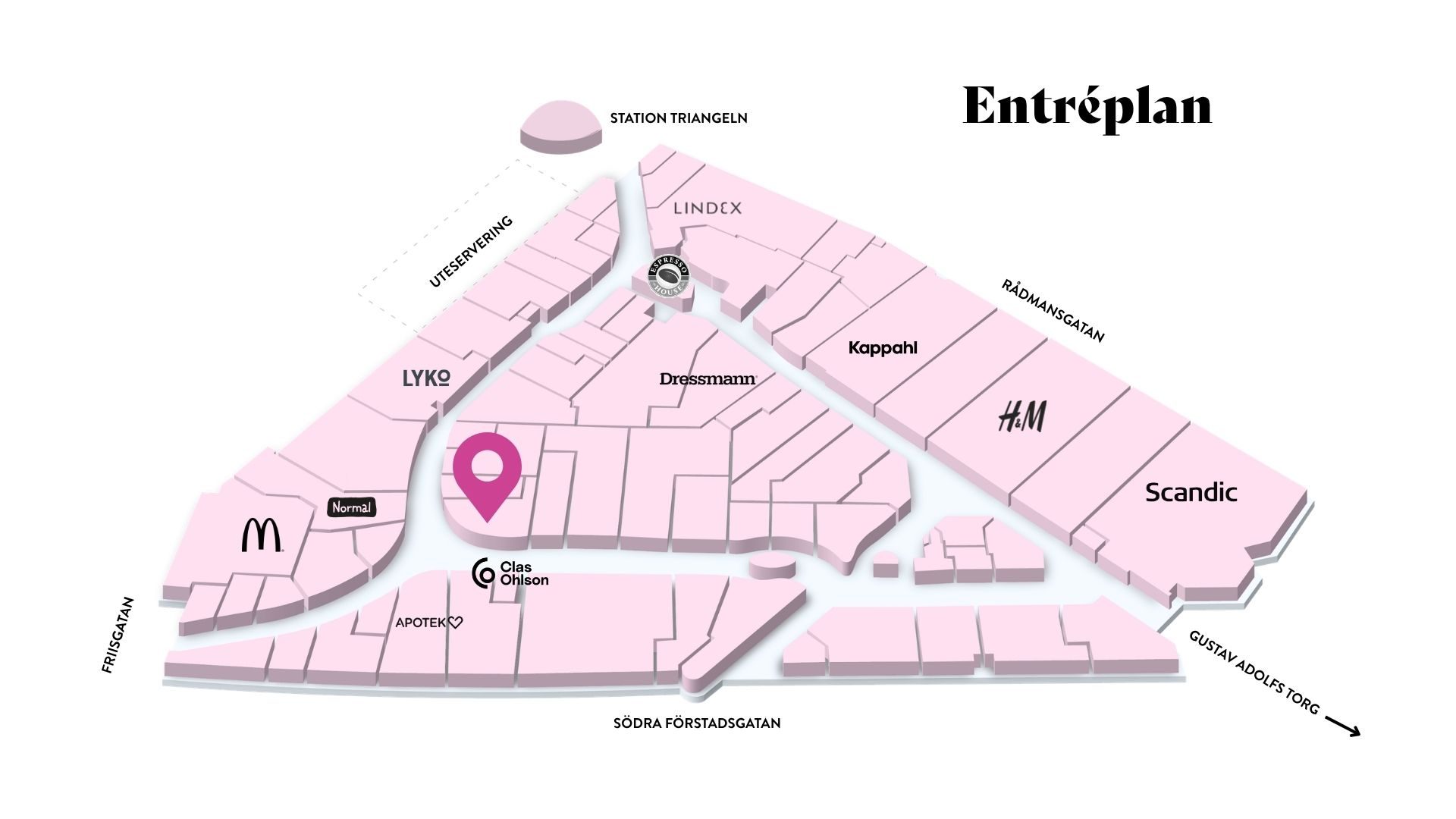 Synsam i Triangelns köpcentrum, Malmö – karta till optiker.