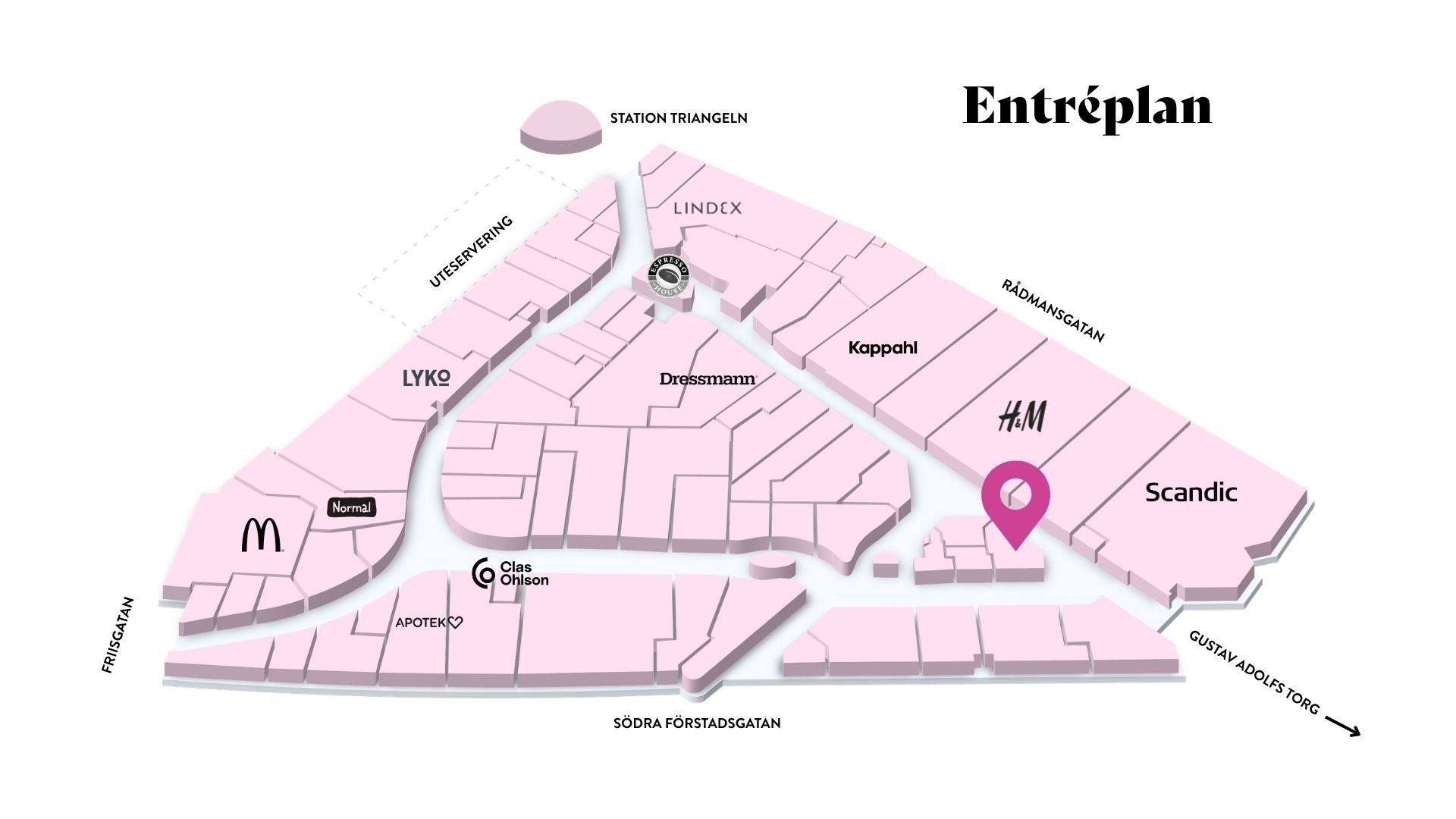 Yeppo & Soonsoo i Triangelns köpcentrum, Malmö – karta till K-beautybutik.